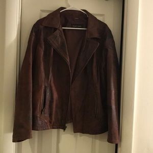 Black Rivet Distressed Worn leather jacket